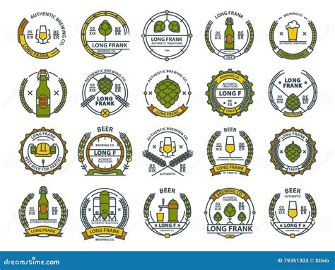 Outline Colorful Vector Beer Emblems Symbols Icons Pub Labels