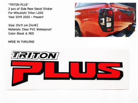 Triton Plus Pvc Side Cabin Rear Sticker Decal For Mitsubishi Triton