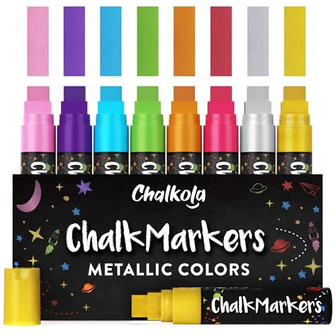 Jumbo Color Chalk Markers With 15mm Nib Pack Of 8 Pens Chalkola Art Supply