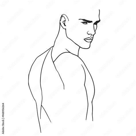 Vector De Stock Abstract Line Drawing Of Naked Male Figure Man Body Nude Sketch Line Art