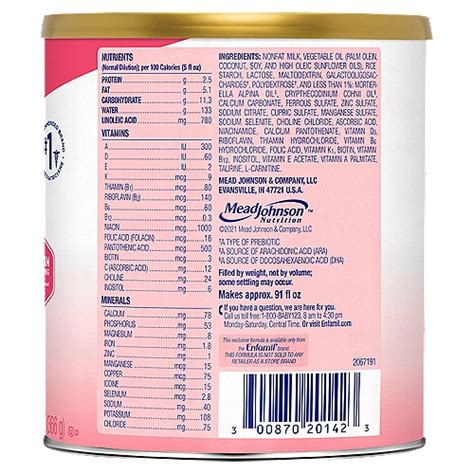 Enfamil Ar Nutrition Label | Besto Blog