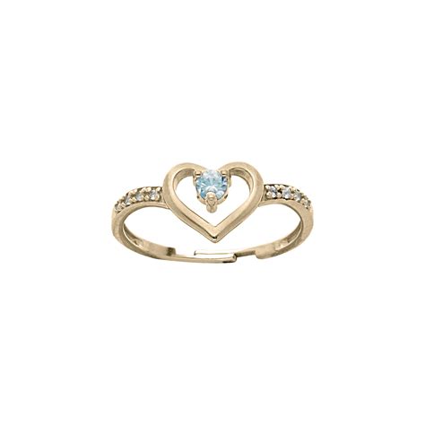 Bague en plaqué or réglable motif coeur avec oxyde bleu et blancs