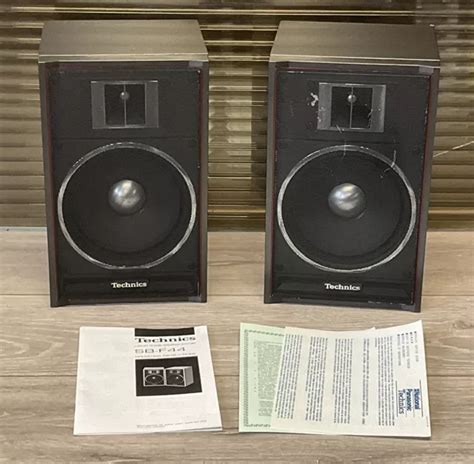 Vintage Technics Sb F Stereo Hifi Speakers W Metal Grill Front