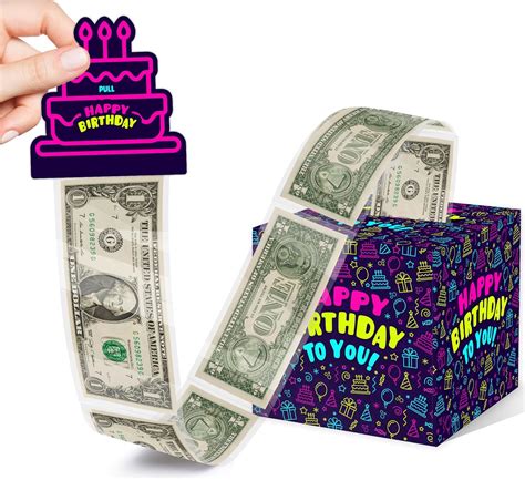 Amazon Neon Design Surprise Money Box Gift Pull Happy Birthday