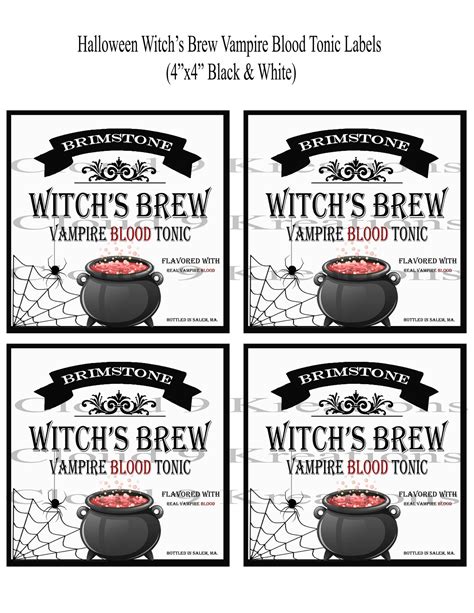 Halloween Witchs Brew Labels Potion Labels Apothecary Etsy