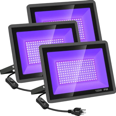 Yanycn Pack W Led Black Lights Blacklight Flood Light With Plug