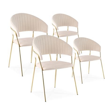 Lot De Chaises Margaux Velours Beige Pieds Or