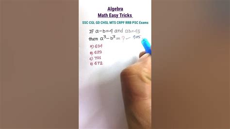 Algebra Tricks Algebra Maths Ssc Cgl Gd Chsl Mts Rrb Crpf Maths