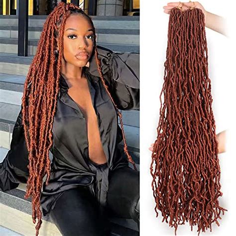 Leeven Ginger Soft Locs 36 Inch Copper Red New Faux Locs 7 Packs Long Goddess Locs Crochet