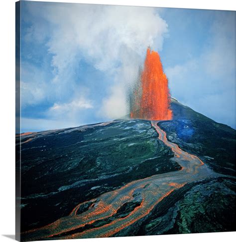 Lava Fountain In Pu'U O'O Vent On Kilauea Volcano Wall Art, Canvas ...