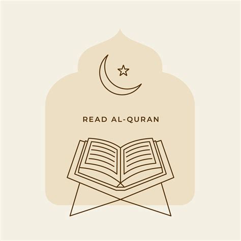 Simple Line Al Quran Islamic Holy Book Vector Illustration For Ramadan