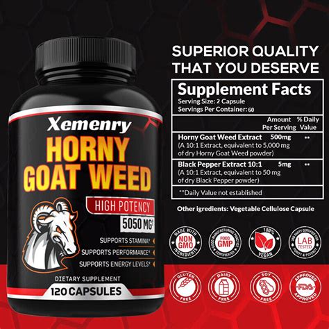 Horny Goat Weed Mg Black Pepper Testosterone Booster Energy