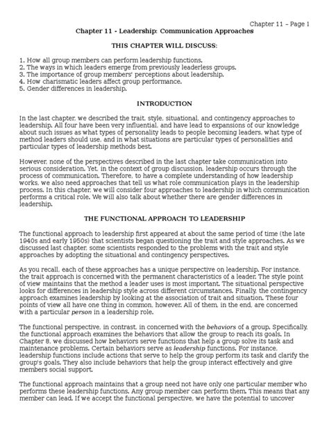 Chapter 11 Leadership Communication Approaches