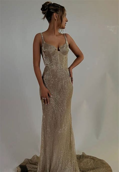 Gold Dresses Long Matric Dance Dresses Tight Prom Dresses Sparkly