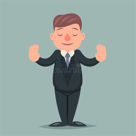 Calm Down Peace Businessman Pacify Emotion Character Icon Retro Cartoon Design Vector ...