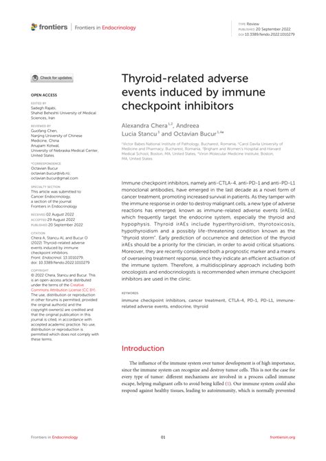 Pdf Thyroid Related Adverse Events Induced By Immune Checkpoint