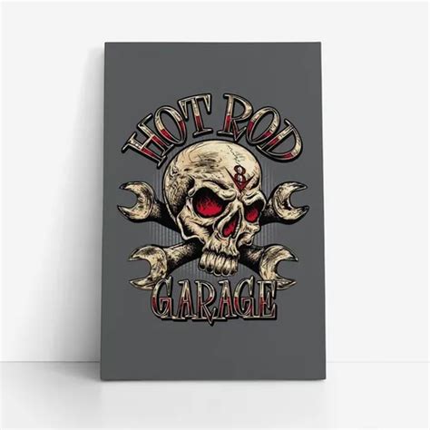 Lienzo artístico Hot Rod Garage con marco de calavera x cm MercadoLibre