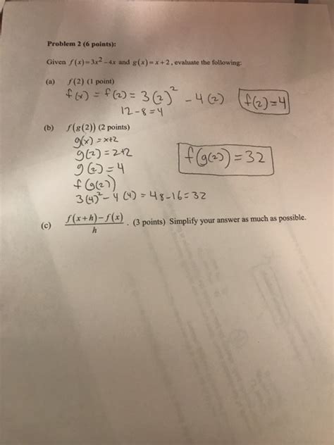 Solved Given F X 3x 2 4x And G X X 2 Evaluate