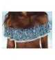 Sexy Women Two Pieces Floral Print Crop Ruffled Off Shoulder Bikini White CJ1836562C2