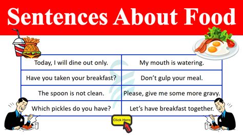 English Sentences About Food 50 Sentences In English English