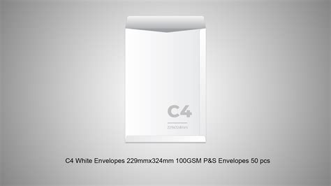 C4 White Envelopes 229x324mm 100 GSM P&S Pack/50pcs - Paperpouch