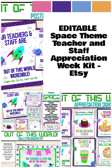 EDITABLE Space Theme Teacher And Staff Appreciation Week Kit Itinerary