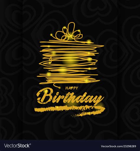 Gold happy birthday greeting card Royalty Free Vector Image