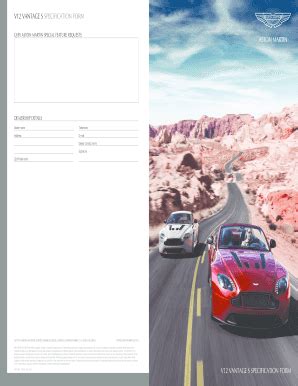 Fillable Online V12 Vantage S Specification Form V12 Vantage S