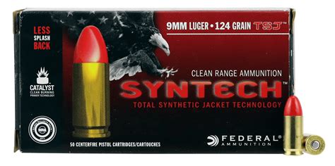 Federal Ae9sj2 American Eagle Syntech Range 9mmluger 124gr Total Syntech Jacket Flat Nose 50rd