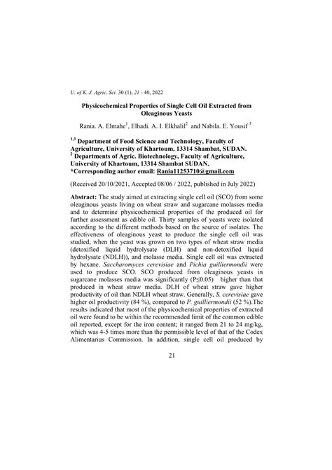 (PDF) Physicochemical Properties of Single Cell Oil Extracted from ... 