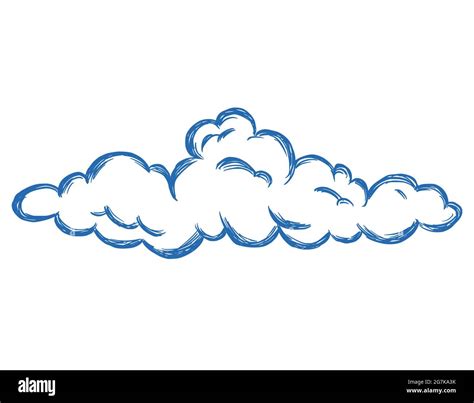 Hand Drawn Cloud Set Doodle Sketch Style Cloud Simple Outline