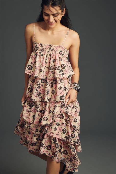 Endless Rose Sleeveless Tiered Ruffled Midi Dress Anthropologie Japan