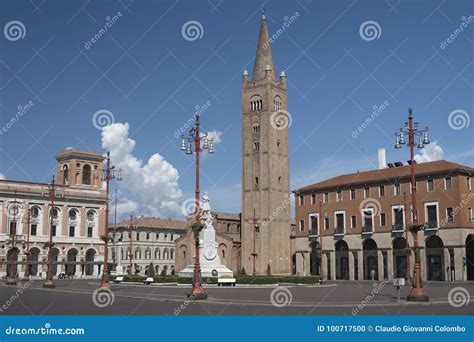 Forli Italy Aurelio Saffi Square With Church Of San Mercurial Stock