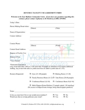 Fillable Online Facility Use Agreement Form Fax Email Print Pdffiller