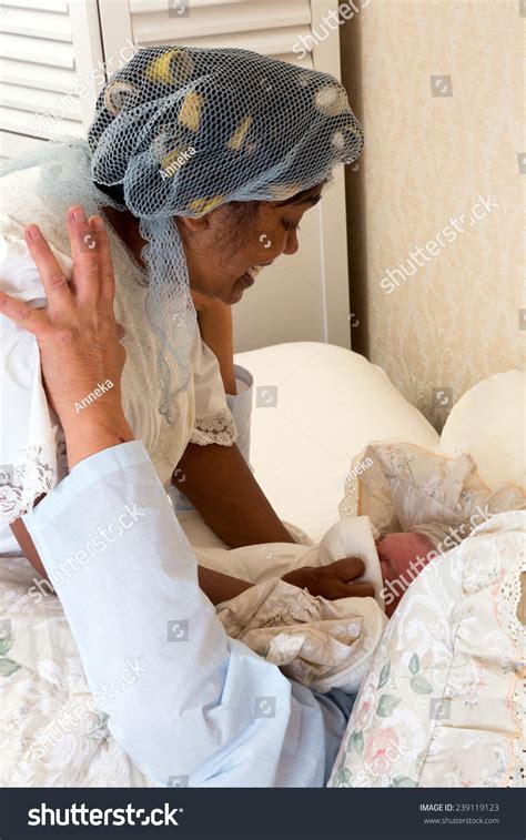 Mature Woman Smothering Her Husband Bed Stock Photo