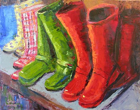 Sheri Jones Daily Painting Journal Rain Boots By Sheri Jones