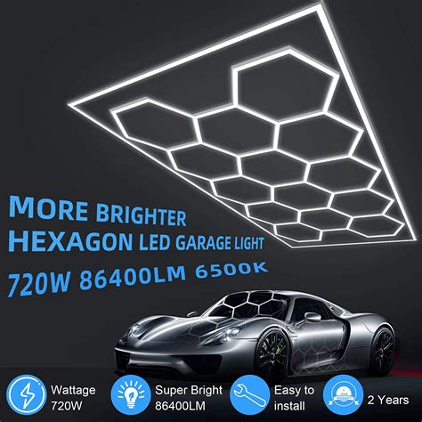 E Top 14 Grid Hexagon Light System Car Diy Detailing Light For Workshop