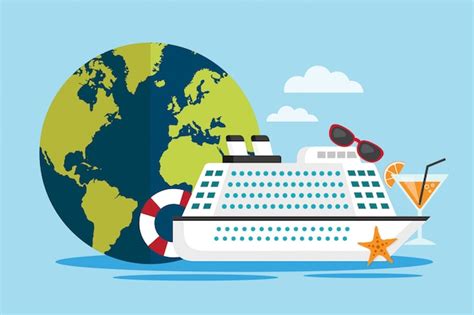 Premium Vector | Travel around the world by cruise ship