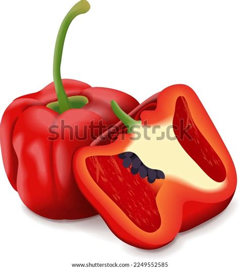 Whole Half Rocoto Peppers Locoto Peppers Stock Vector Royalty Free