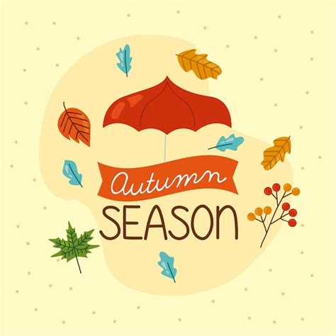 Premium Vector Hello Autumn Poster With Umbrella