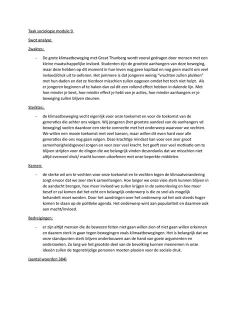 Taak Sociologie Module 9 Studenten Zijn De Grootste Aanhangers Van