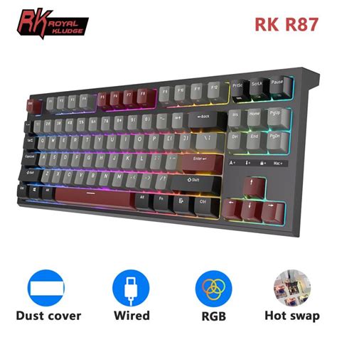 RK ROYAL KLUDGE R87 Wired Mechanical Keyboard 87 Key RGB Backlit Hot Swappable Gamer Keyboard