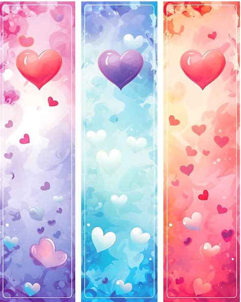 Premium Photo Heart Banners In Colorful Vector Style