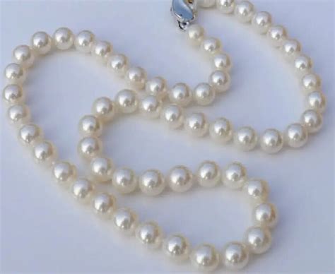 Natural Luminous Mm Natural South Sea White Pearl Necklace Inch