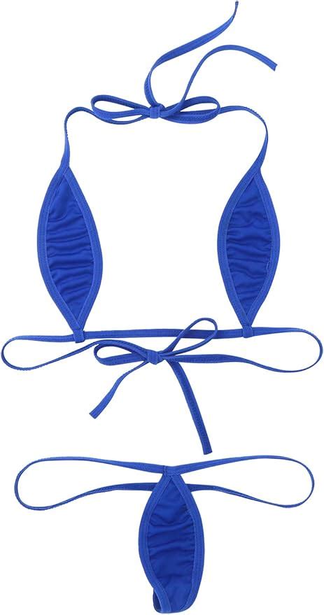 JanJean Damen Mirco Bikini Set Brasilianisch Triangel Bra Neckholder BH Mit Strings Tanga Sexy
