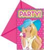 Set De 6 Invitatii De Petrecere Copii Cu Plicuri BARBIE DOLLICIOUS