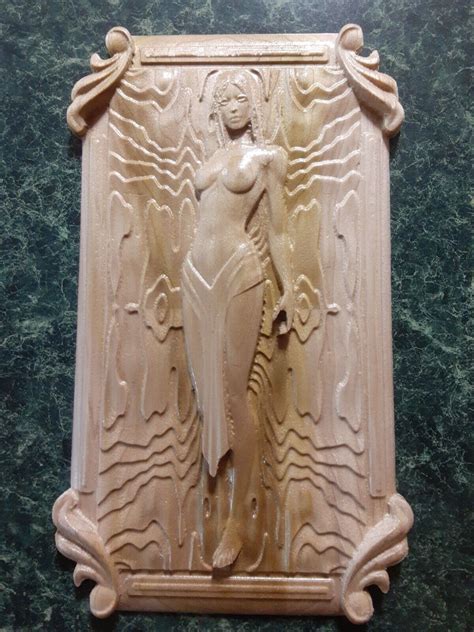 Wood Carving Nude Toppless Woman Carved In Poplar Wood 6 1 8 W By 11