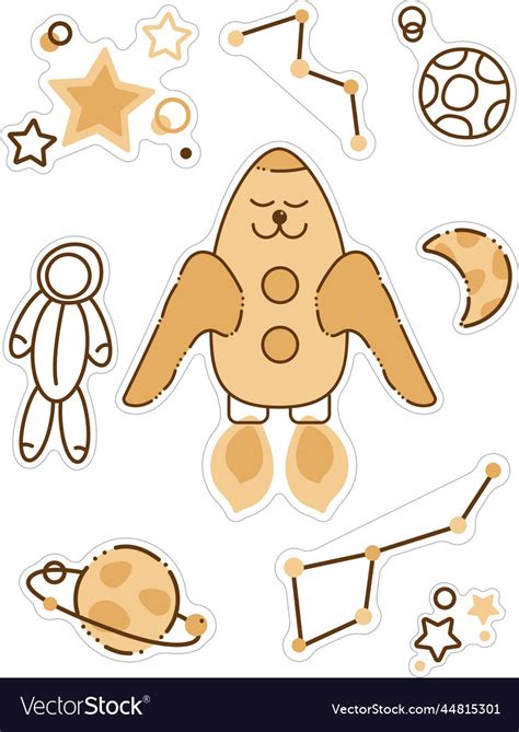 Rocket sticker set the set includes a cute Vector Image