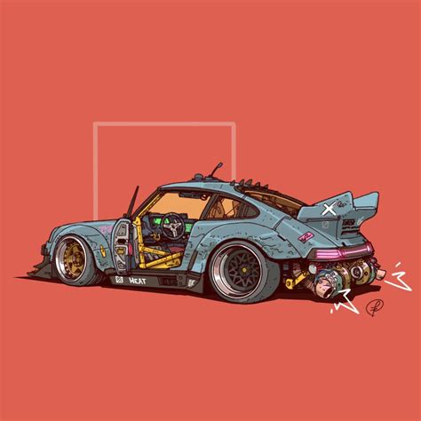 ArtStation - Twin Turbo, Fernando Correa | Car drawings, Cool car ...