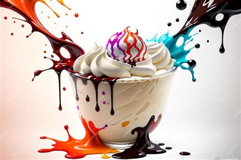 Premium AI Image | splash art splash art a fancy icecream balls with delicious whipped cream ...